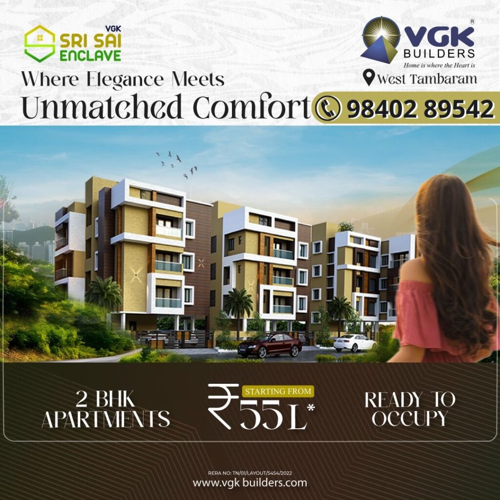 Tambaram | 2 & 3 Bedroom Apartments For Sale | Luxury Living | New furnished Apartments near me VGK 2 BHK WEST TAMBARAM