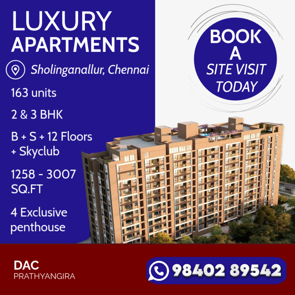 DAC Prathyangira, Luxurious Apartments in Sholinganallur OMR-ECR link road 2 and 3 BHK apartments