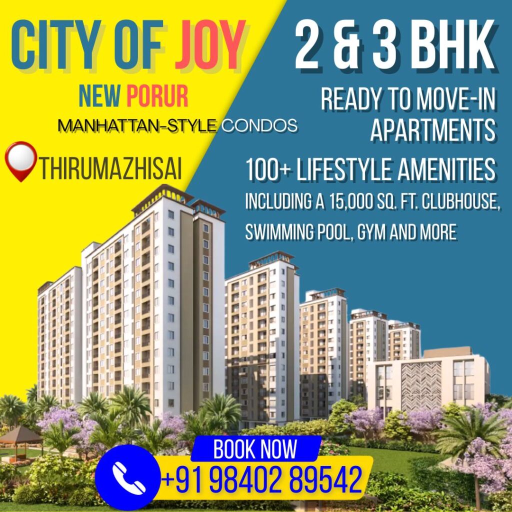 Urbanrise City of Joy New Porur 2 & 3 BHK Ready to move in Apartment for sale at thirumazhisai