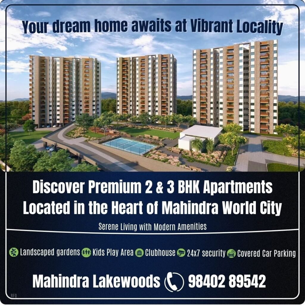 Premium Flats for Sale in Mahindra Lakewoods Mahindra World City, Chengalpattu Apartments