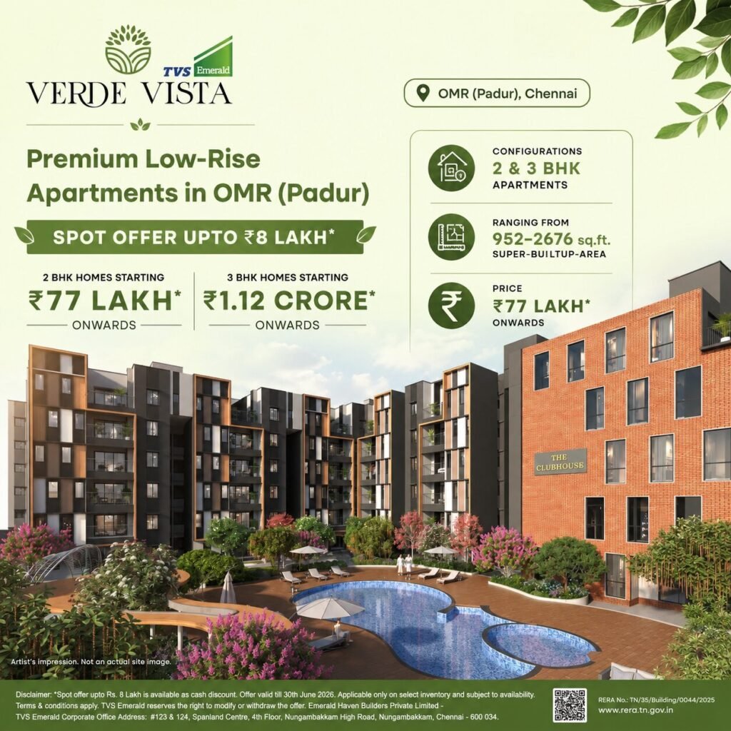 TVS Emerald Verde Vista Padur OMR TVS Emerald Verde Vista Chennai 2 3 4 BHK Apartments
