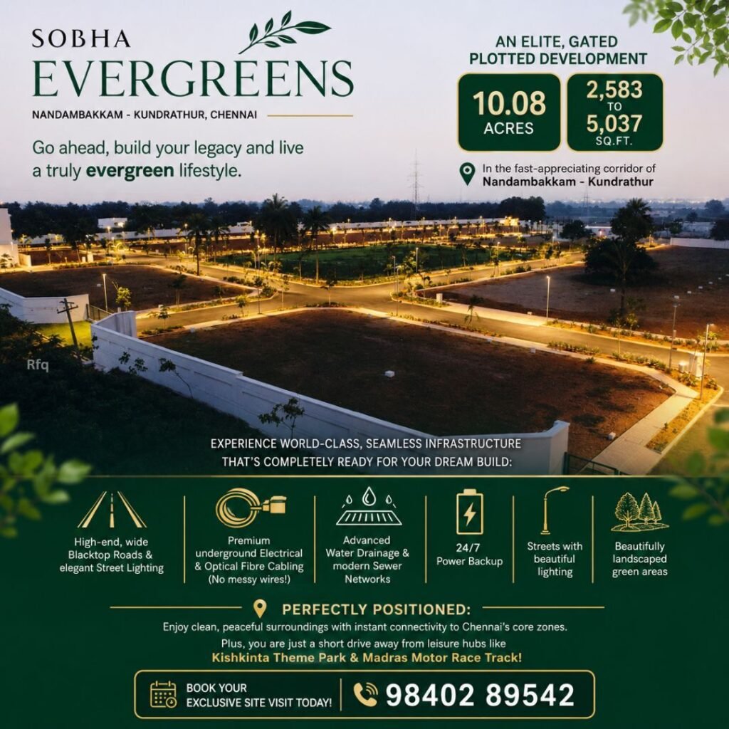 SOBHA Evergreens 10.08-acre plots in Nandambakkam Kundrathur SOBHA Evergreens 10.08-acre plots in Nandambakkam Kundrathur